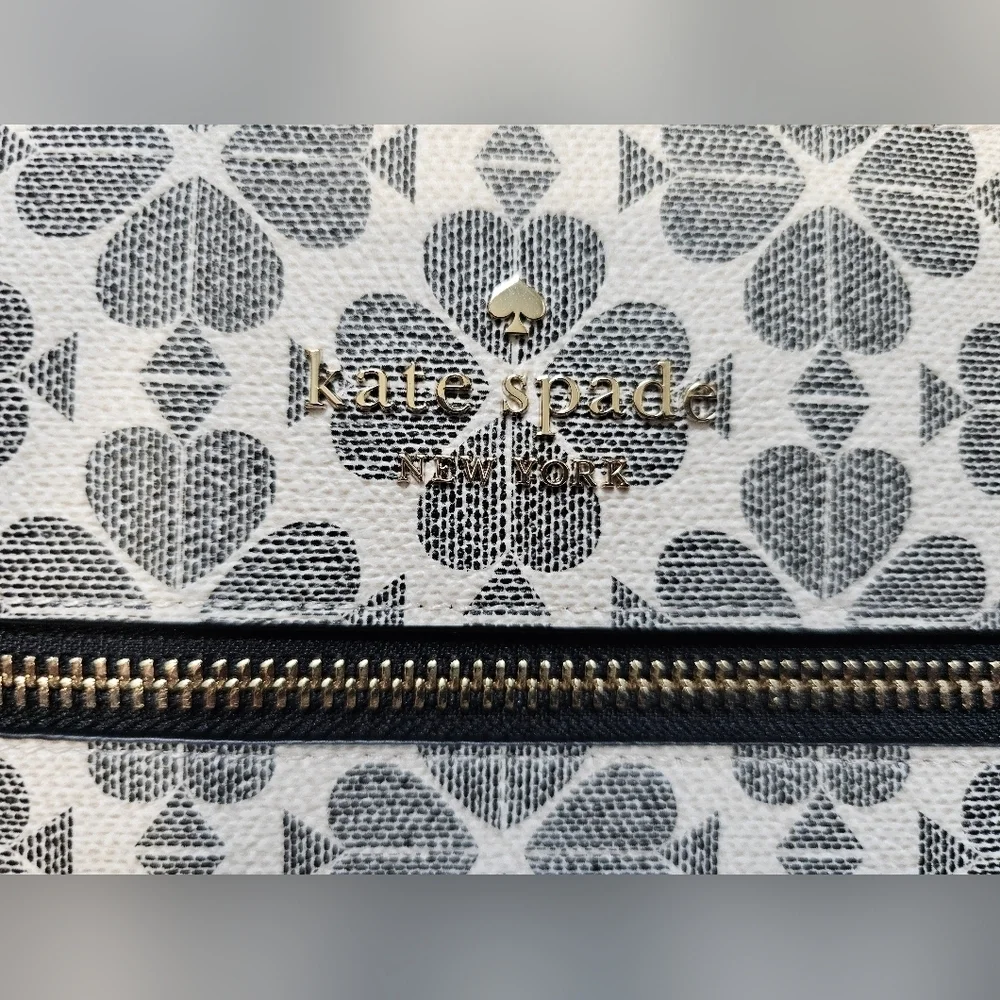 Kate Spade NY Black and White Spade Floral Crossbody Bag, Silver Hardware, New! - Picture 2 of 9